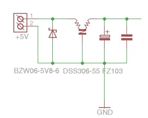 Obr. 2 - Úprava vstupu s transilem a filtrem