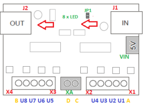 Obr. 2 - Rozmístění připojovacích konektorů modulu DIGI-CZ 210